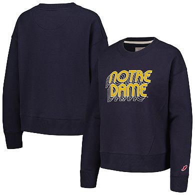 Women's League Collegiate Wear Navy Notre Dame Fighting Irish Boxy Pullover Sweatshirt