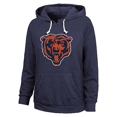 Women's Majestic Threads Justin Fields Navy Chicago Bears Name & Number Tri-Blend Pullover Hoodie