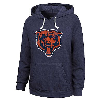 Women's Majestic Threads Justin Fields Navy Chicago Bears Name & Number Pullover Hoodie