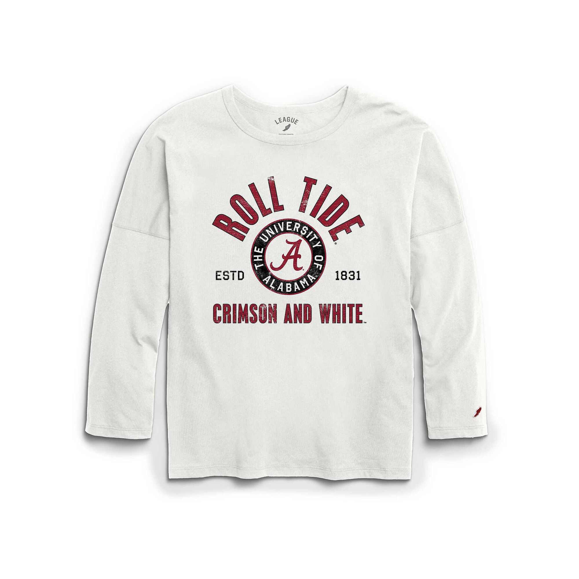 Womens League Collegiate Wear White Alabama Crimson Tide Clothesline Overs