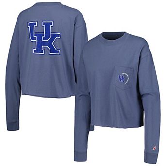 Women's League Collegiate Wear Navy Kentucky Wildcats Clothesline Midi Long Sleeve Cropped T-Shirt