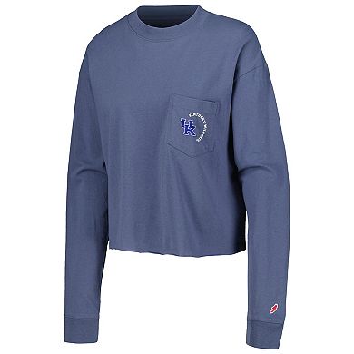 Women's League Collegiate Wear Navy Kentucky Wildcats ClotheslineÂ Midi Long Sleeve Cropped T-Shirt