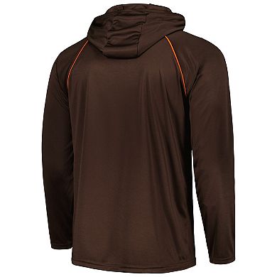 Men's Starter Brown Cleveland Browns Gridiron Classics Throwback Raglan Long Sleeve Hooded T-Shirt