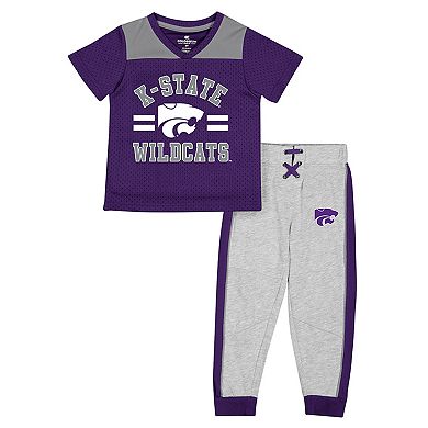 Toddler Colosseum Purple/Heather Gray Kansas State Wildcats Ka-Boot-It Jersey & Pants Set
