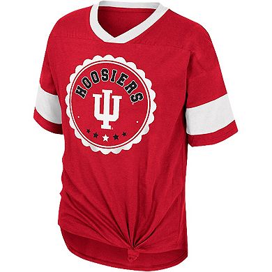 Girls Youth Colosseum Crimson Indiana Hoosiers Tomika Tie-Front V-Neck T-Shirt