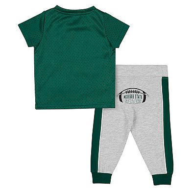 Infant Colosseum Green/Heather Gray Michigan State Spartans Ka-Boot-It Jersey & Pants Set