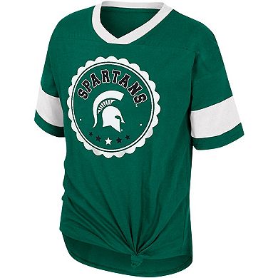 Girls Youth Colosseum Green Michigan State Spartans Tomika Tie-Front V-Neck T-Shirt