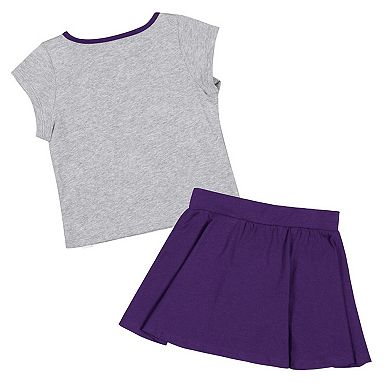 Girls Toddler Colosseum Heather Gray/Purple LSU Tigers Two-Piece Minds For Molding T-Shirt & Skirt Set