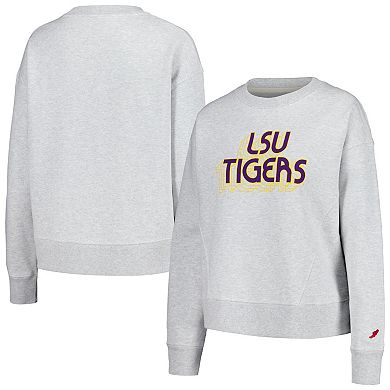 Women's League Collegiate Wear Ash LSU Tigers Boxy Pullover Sweatshirt