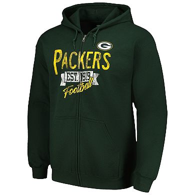 Men's Starter Green Green Bay Packers Domestic Post Season Full-Zip Hoodie