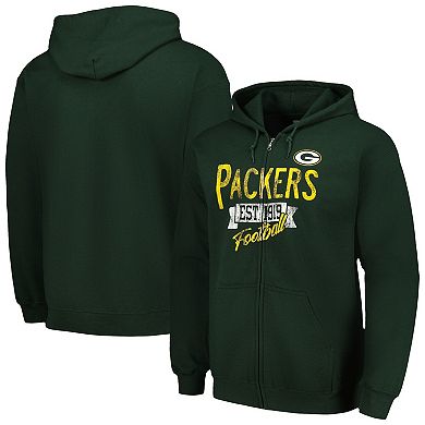 Men's Starter Green Green Bay Packers Domestic Post Season Full-Zip Hoodie