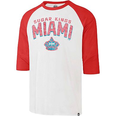Men's '47 Cream Miami Marlins City Connect Crescent Franklin Raglan Three-Quarter Sleeve T-Shirt