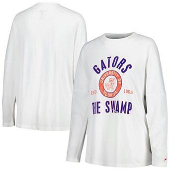 Women's League Collegiate Wear White Florida Gators Clothesline Oversized Long Sleeve T-Shirt