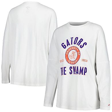 Women's League Collegiate Wear White Florida Gators Clothesline Oversized Long Sleeve T-Shirt