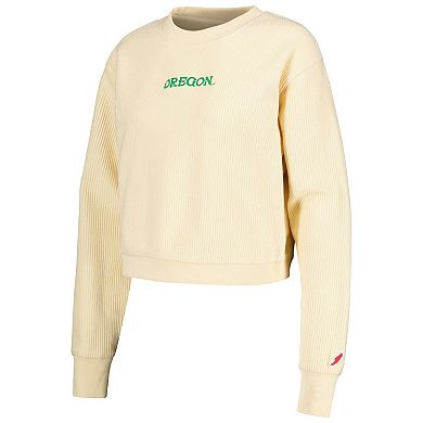 Women's League Collegiate Wear Cream Oregon Ducks Timber Cropped Pullover Sweatshirt