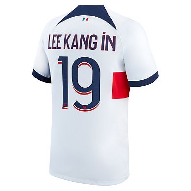 Men's Nike Lee Kang In White Paris Saint-Germain 2023/24 Away Stadium Replica Player Jersey
