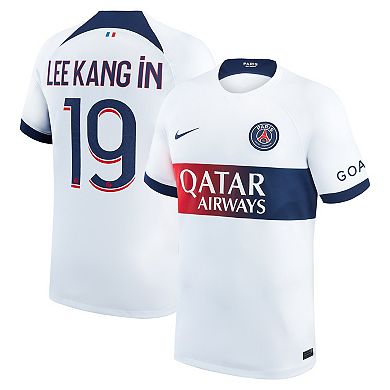 Men's Nike Lee Kang In White Paris Saint-Germain 2023/24 Away Stadium Replica Player Jersey