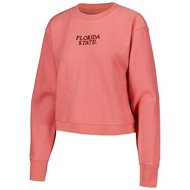 Women's League Collegiate Wear Coral Florida State Seminoles Timber Cropped Pullover Sweatshirt