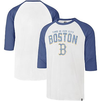 Men's '47 Cream Boston Red Sox City Connect Crescent Franklin Raglan Three-Quarter Sleeve T-Shirt