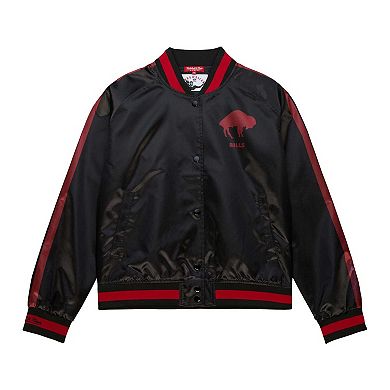 Women's Mitchell & Ness Black Buffalo Bills Raglan Satin Full-Snap Jacket