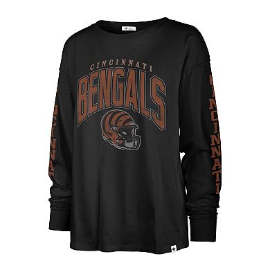 Women's '47 Black Cincinnati Bengals Tom Cat Long Sleeve T-Shirt