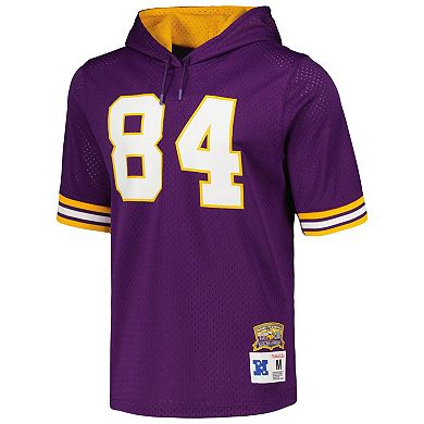 Men's Mitchell & Ness Randy Moss Purple Minnesota Vikings Retired Player Name & Number Mesh Hoodie T-Shirt