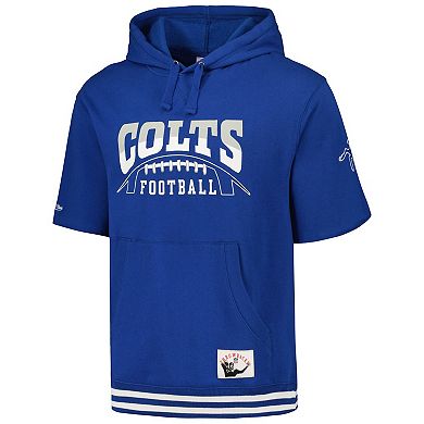 Men's Mitchell & Ness Royal Indianapolis Colts Pre-Game Short Sleeve Pullover Hoodie
