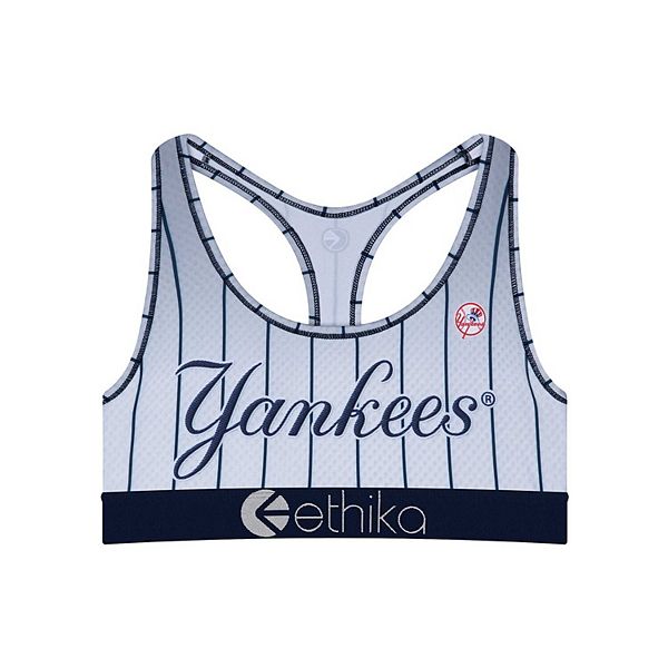 Women's Ethika White New York Yankees Babe Sports Bra