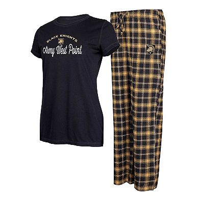 Women's Concepts Sport Black/Gold Army Black Knights Arctic T-Shirt & Flannel Pants Sleep Set
