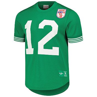 Men's Mitchell & Ness Joe Namath Kelly Green New York Jets Retired Player Name & Number Mesh Top