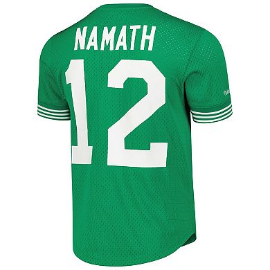 Men's Mitchell & Ness Joe Namath Kelly Green New York Jets Retired Player Name & Number Mesh Top