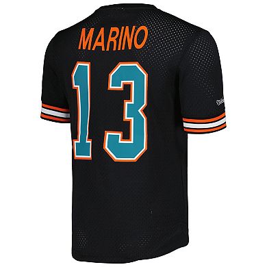 Men's Mitchell & Ness Dan Marino Black Miami Dolphins Retired Player Name & Number Mesh Top