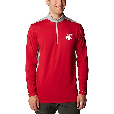 Men's Columbia Crimson Washington State Cougars Tech Trail™ Omni-Shade Quarter-Zip Top