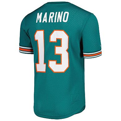 Men's Mitchell & Ness Dan Marino Aqua Miami Dolphins Retired Player Name & Number Mesh Top