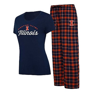 Women's Concepts Sport Navy/Orange Illinois Fighting Illini Arctic T-Shirt & Flannel Pants Sleep Set