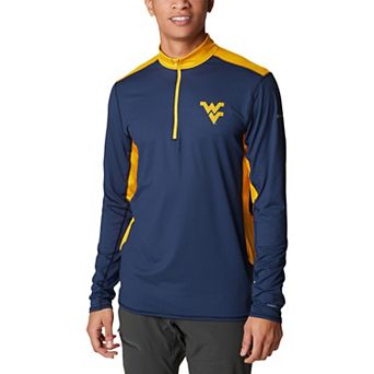 Men's Columbia Navy West Virginia Mountaineers Tech Trail™ Omni-Shade Quarter-Zip Top