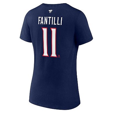 Women's Fanatics Branded Adam Fantilli Navy Columbus Blue Jackets Authentic Stack Name & Number V-Neck T-Shirt