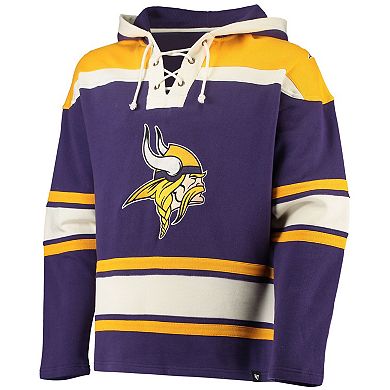 Men's '47 Purple/Gold Minnesota Vikings Lacer V-Neck Pullover Hoodie