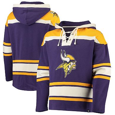 Men's '47 Purple/Gold Minnesota Vikings Lacer V-Neck Pullover Hoodie