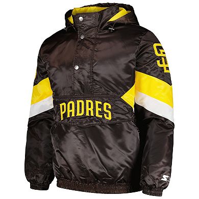 Men's Starter Brown San Diego Padres Force Play II Half-Zip Hooded Jacket