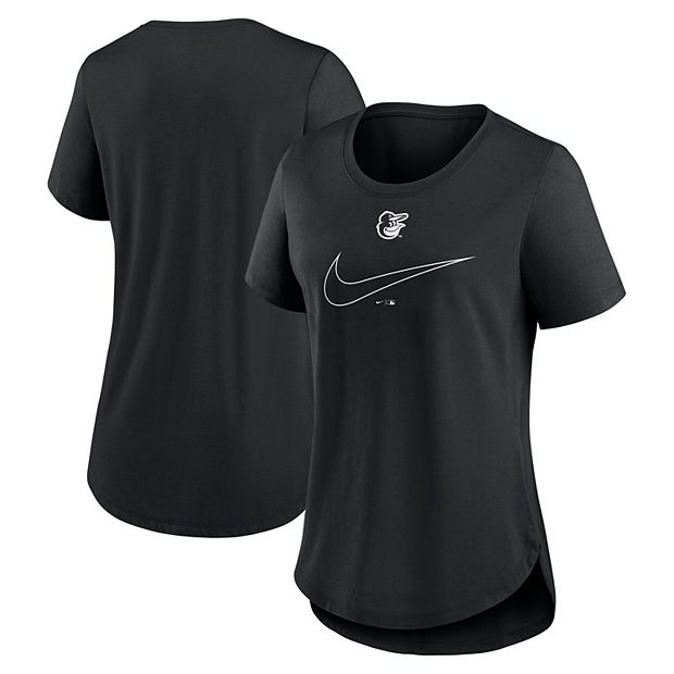 Women's Nike Black Baltimore Orioles Big Swoosh Tri-Blend Scoop Neck T-Shirt Size: Small