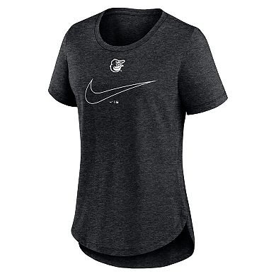 Women's Nike Black Baltimore Orioles Big Swoosh Tri-Blend Scoop Neck T-Shirt