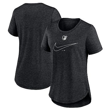 Women's Nike Black Baltimore Orioles Big Swoosh Tri-Blend Scoop Neck T-Shirt