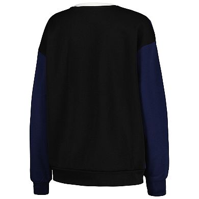 Women's Gameday Couture White/Black Michigan Wolverines Vertical Color-Block Pullover Sweatshirt