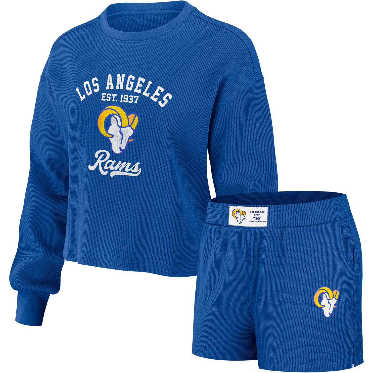 Los Angeles Rams Fanatics Branded Women's Go For It Notch Neck Waffle Knit  Long Sleeve T-Shirt - Tan
