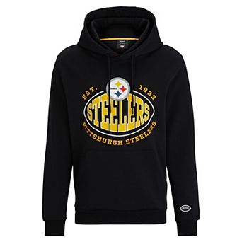 Men's BOSS X NFL Black Pittsburgh Steelers Touchback Pullover Hoodie