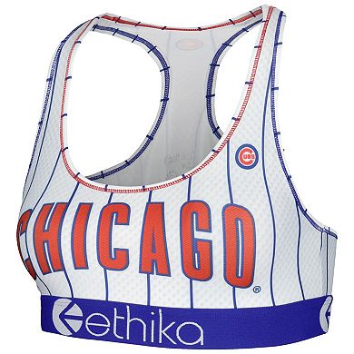 Women's Ethika White Chicago Cubs Babe Sports Bra