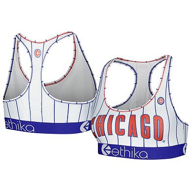 Women's Ethika White Chicago Cubs Babe Sports Bra