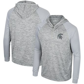 Men's Colosseum Gray Michigan State Spartans Cybernetic Raglan Quarter-Zip Hooded Top