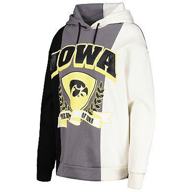 Women's Gameday Couture Black Iowa Hawkeyes Hall of Fame Colorblock Pullover Hoodie